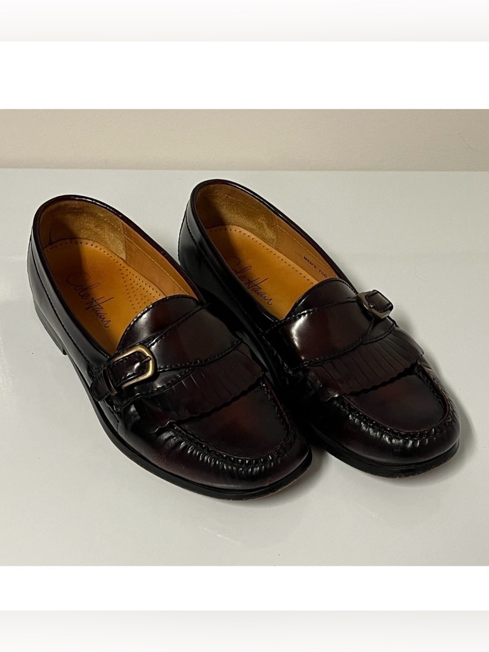 Cole Haan Pinch Buckle Loafers Men’s 7.5D Burgundy Leather Dress Shoes 03516